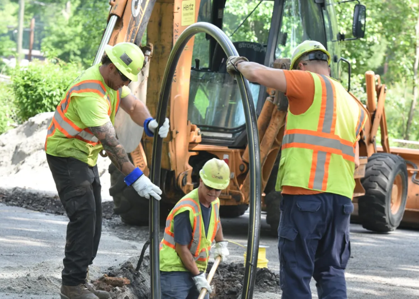 Construction team collaborating on a project site